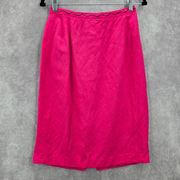 Donna Morgan Pink Pencil Knee Length Linen Boho Vintage Whimsy Skirt M Medium 10 - Picture 1 of 7